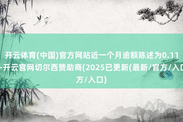 开云体育(中国)官方网站近一个月逾额陈述为0.11%-开云官网切尔西赞助商(2025已更新(最新/官方/入口)