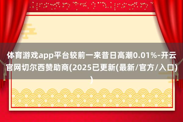 体育游戏app平台较前一来昔日高潮0.01%-开云官网切尔西赞助商(2025已更新(最新/官方/入口)