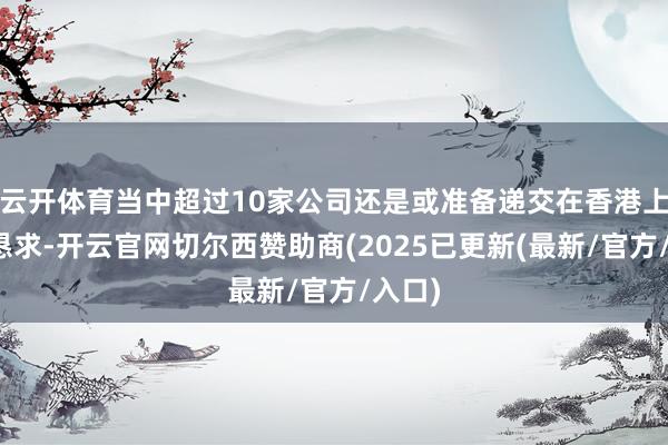 云开体育当中超过10家公司还是或准备递交在香港上市的恳求-开云官网切尔西赞助商(2025已更新(最新/官方/入口)