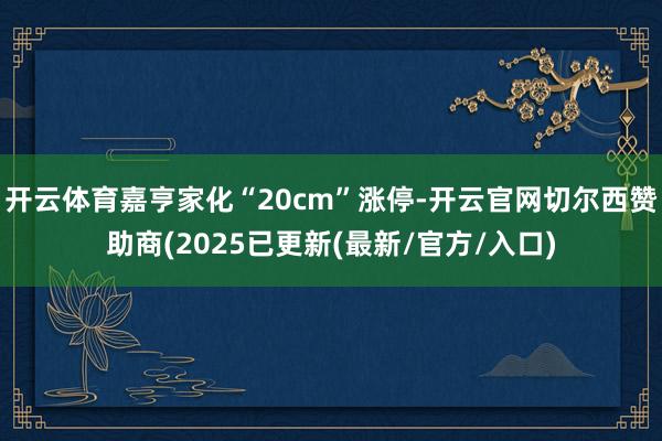 开云体育嘉亨家化“20cm”涨停-开云官网切尔西赞助商(2025已更新(最新/官方/入口)